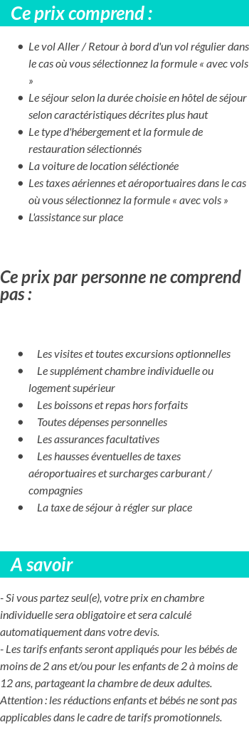 Conditions tarifaires