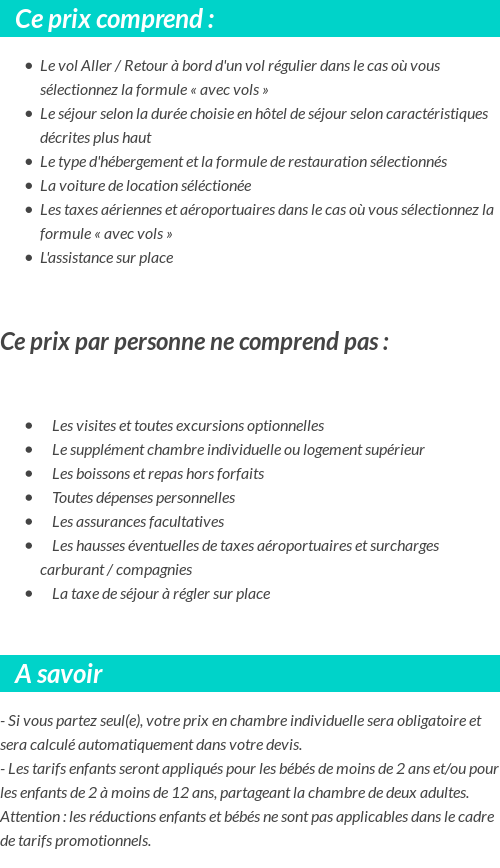 Conditions tarifaires