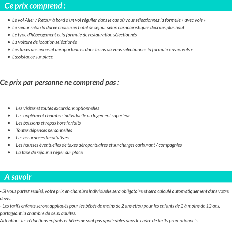 Conditions tarifaires