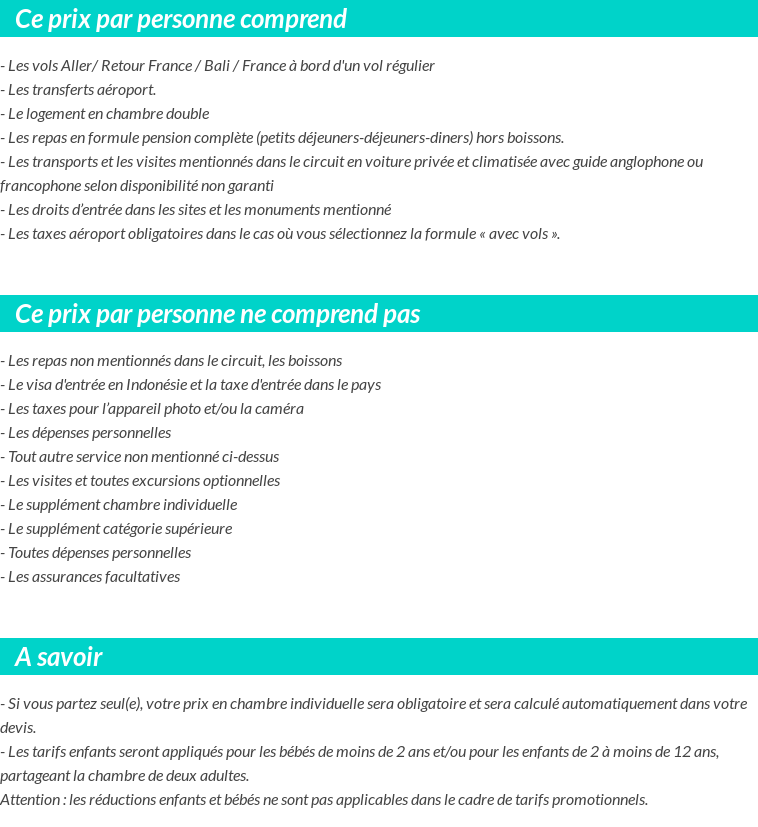 Conditions tarifaires