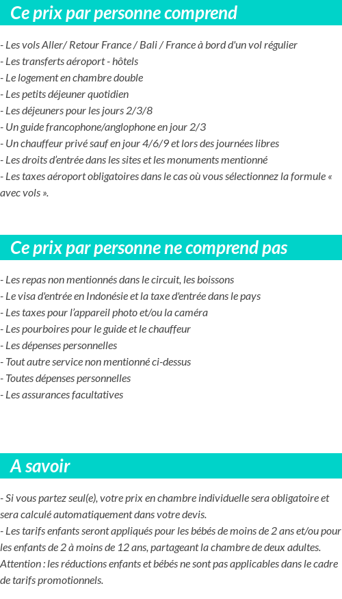 Conditions tarifaires