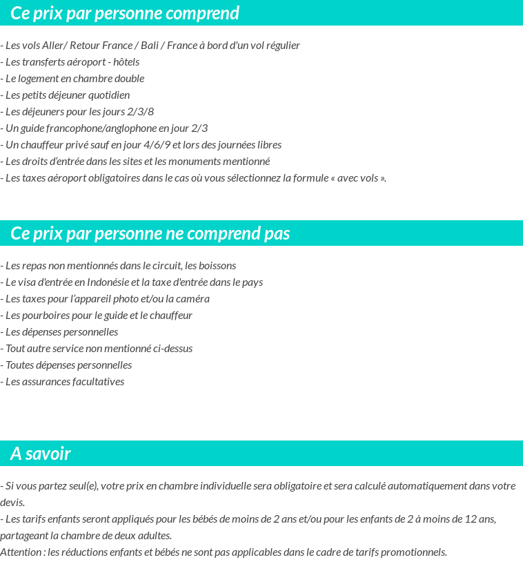 Conditions tarifaires