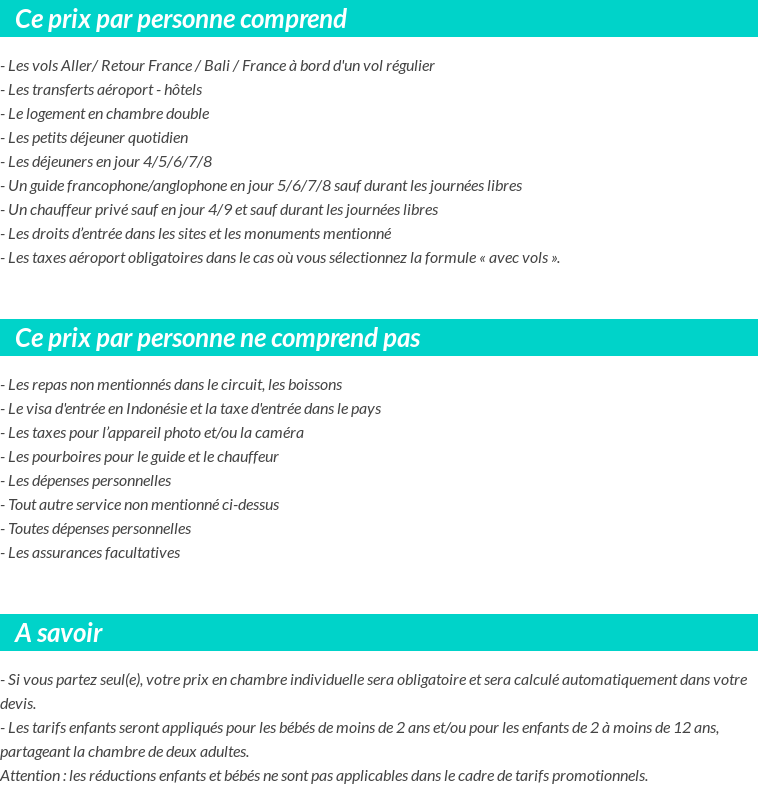 Conditions tarifaires
