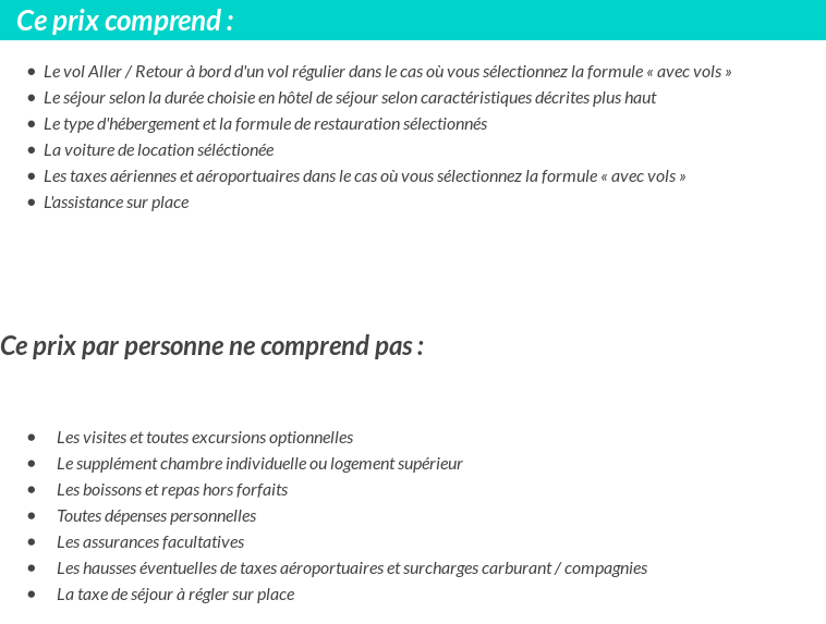 Conditions tarifaires