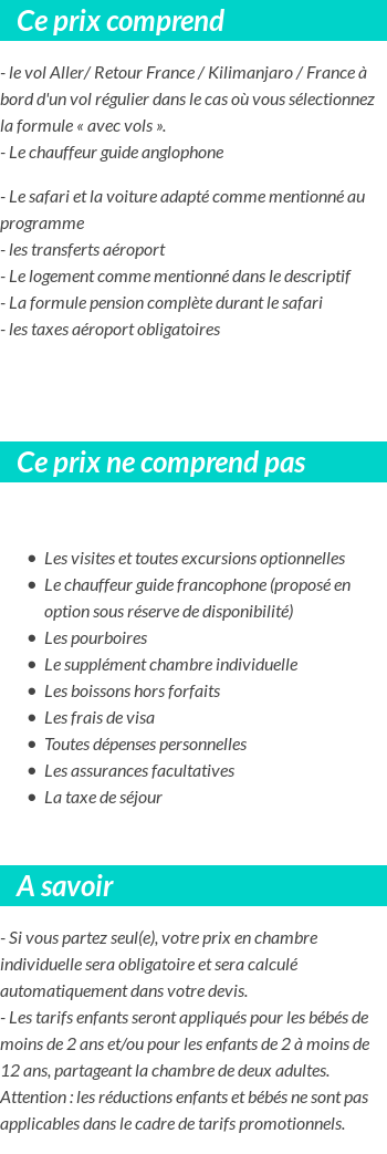 Conditions tarifaires