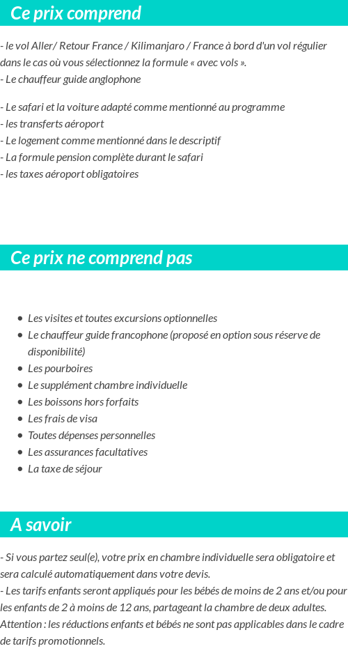 Conditions tarifaires