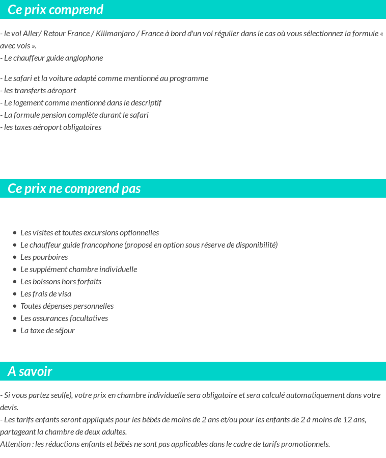 Conditions tarifaires