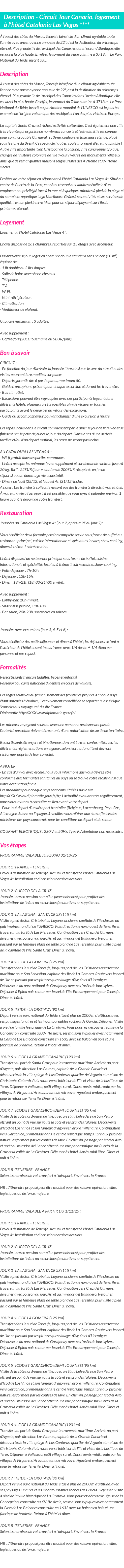 Détails du séjour