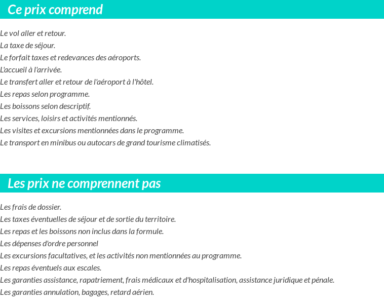 Conditions tarifaires