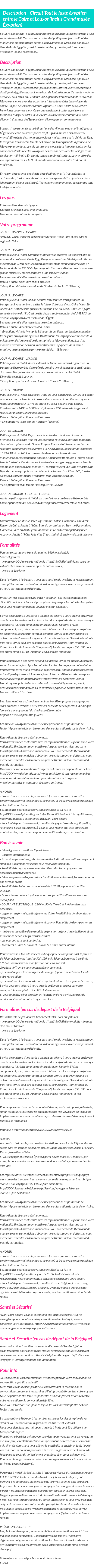 Détails du séjour