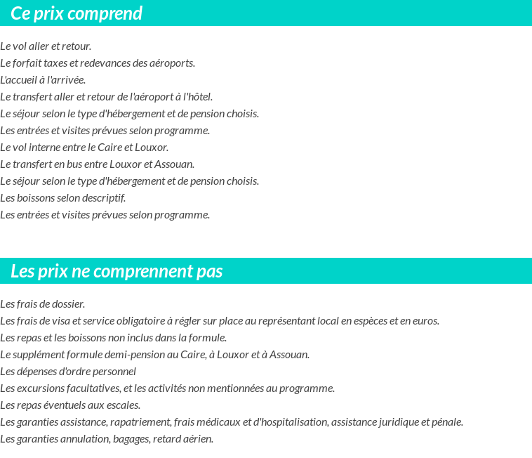 Conditions tarifaires
