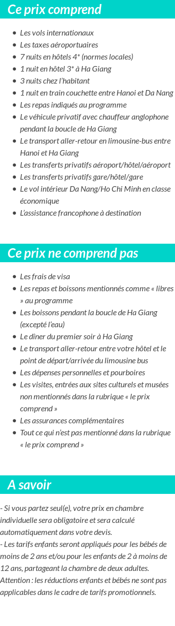 Conditions tarifaires