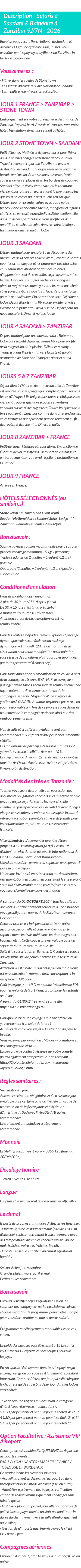 Détails du séjour