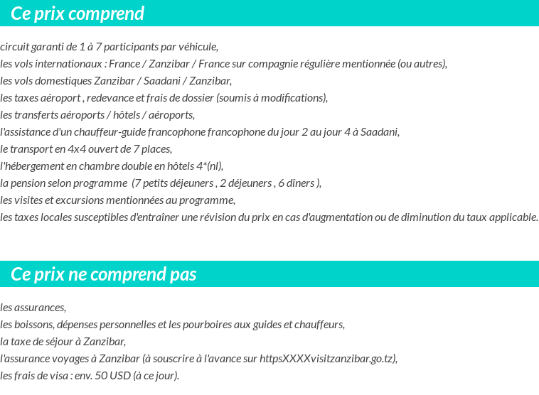 Conditions tarifaires