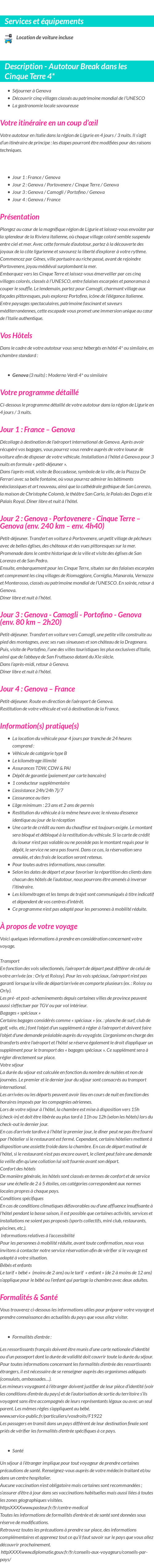 Détails du séjour