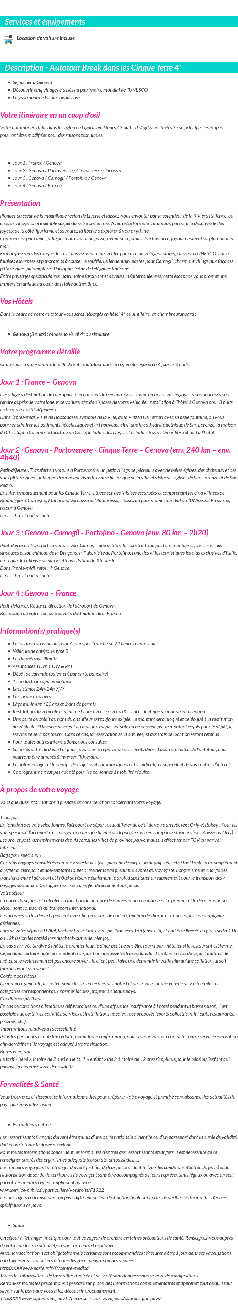 Détails du séjour