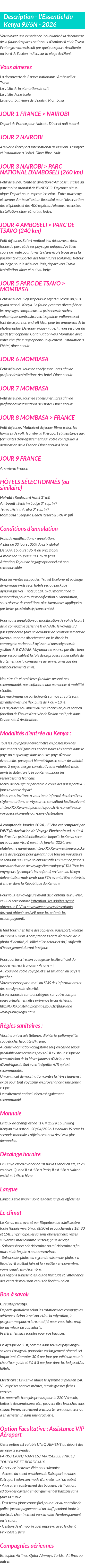 Détails du séjour