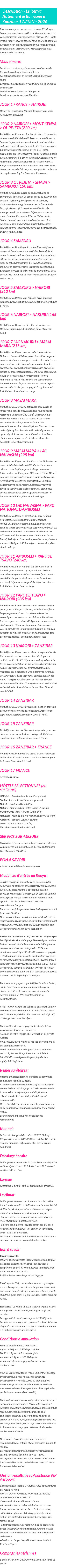 Détails du séjour