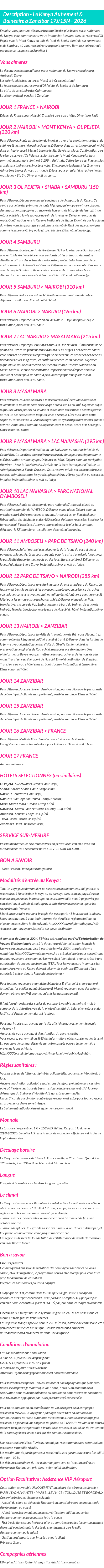 Détails du séjour