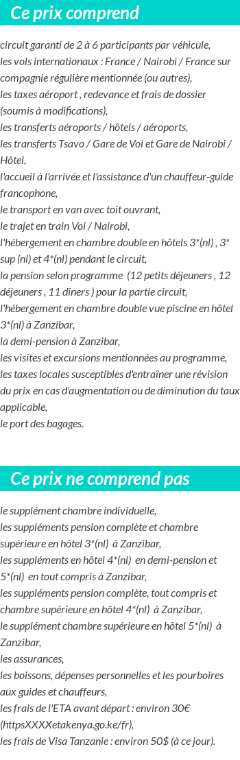 Conditions tarifaires