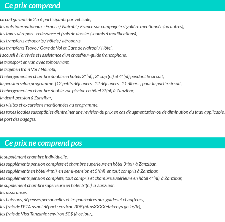 Conditions tarifaires