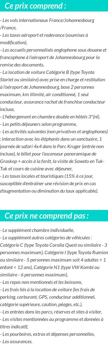 Conditions tarifaires