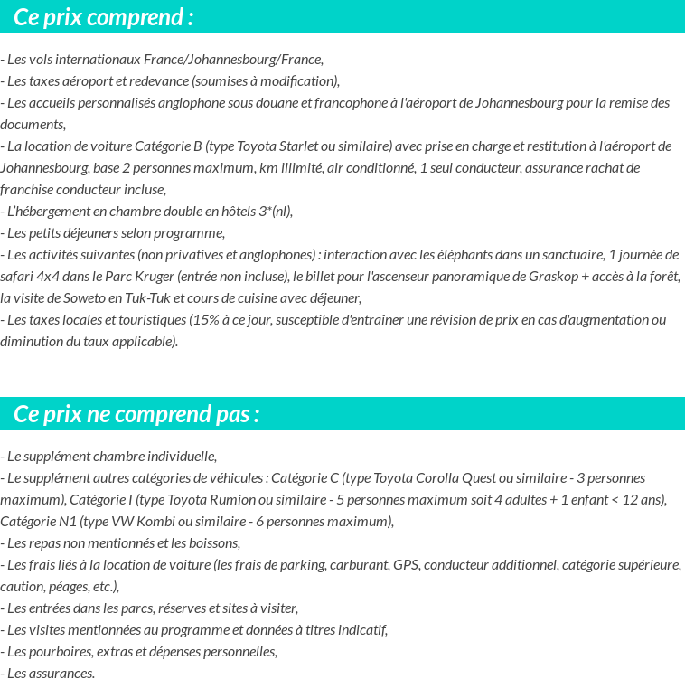 Conditions tarifaires