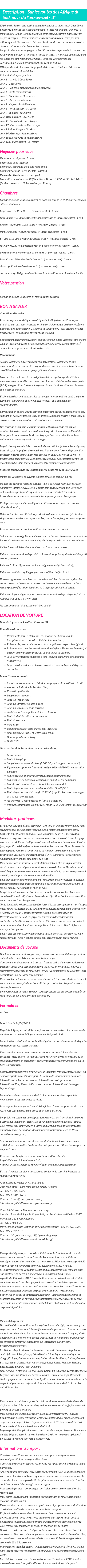 Détails du séjour