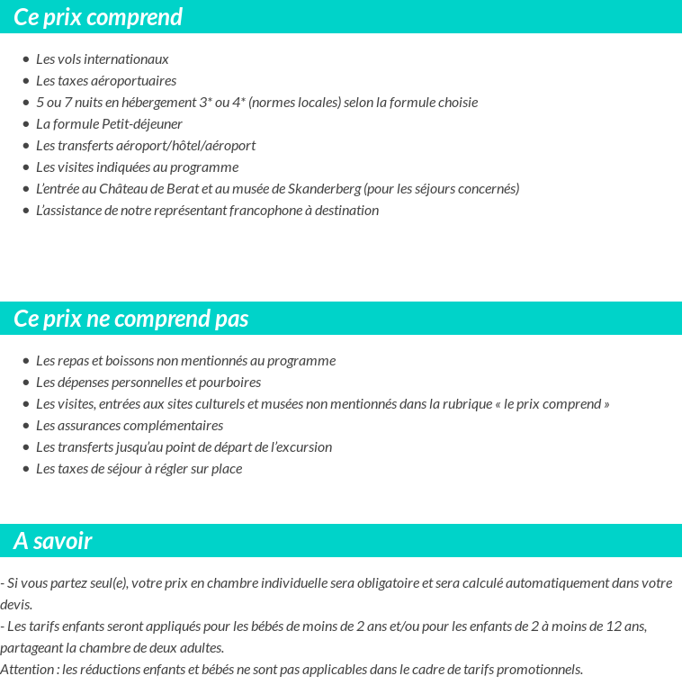 Conditions tarifaires