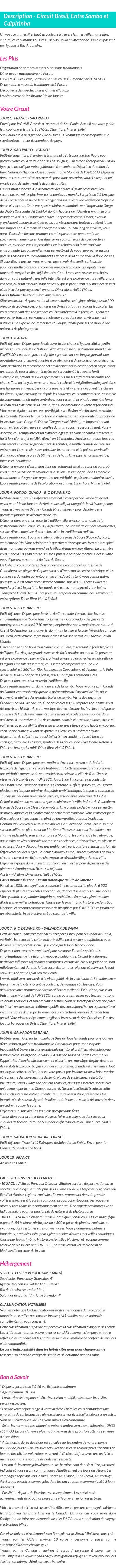 Détails du séjour