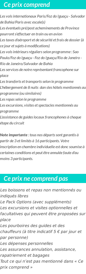 Conditions tarifaires