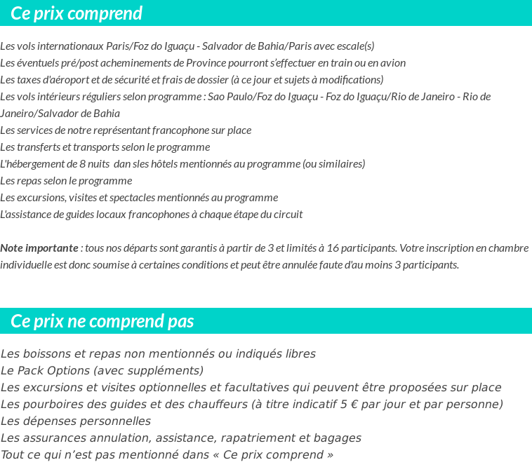 Conditions tarifaires