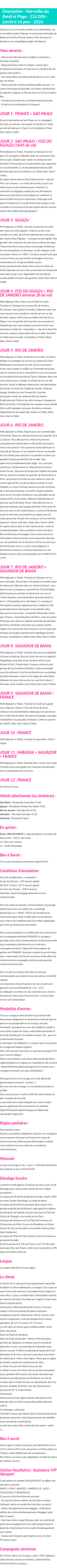 Détails du séjour