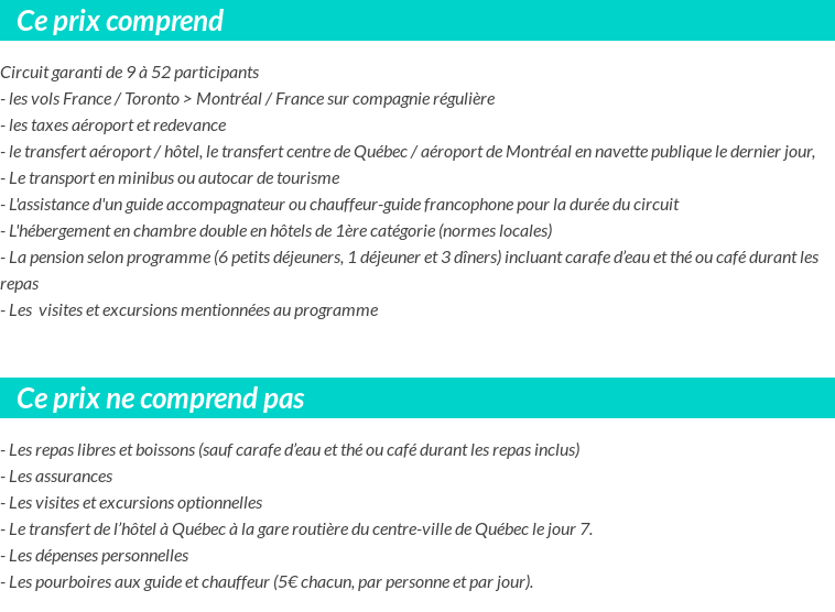 Conditions tarifaires