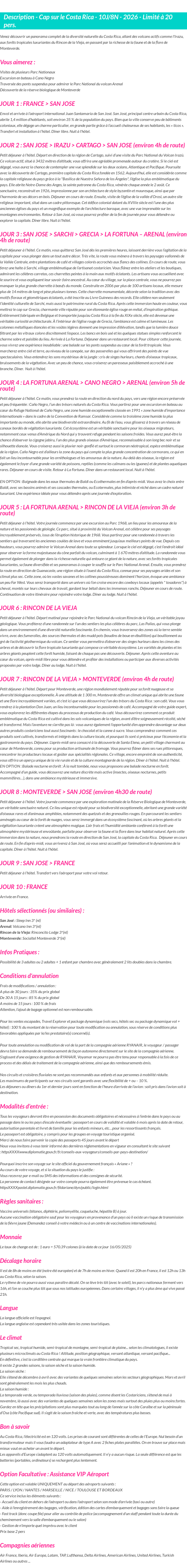 Détails du séjour