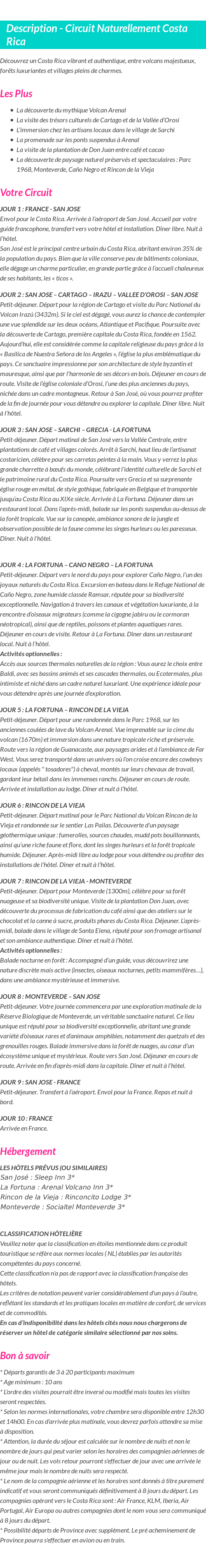 Détails du séjour