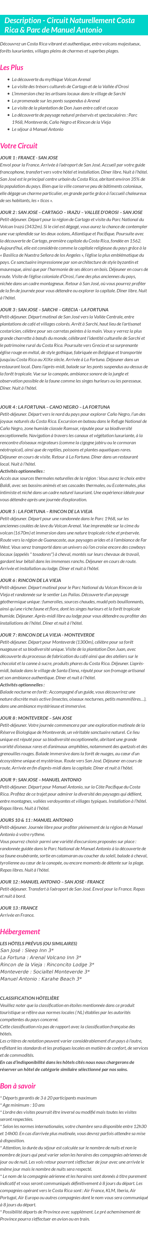 Détails du séjour