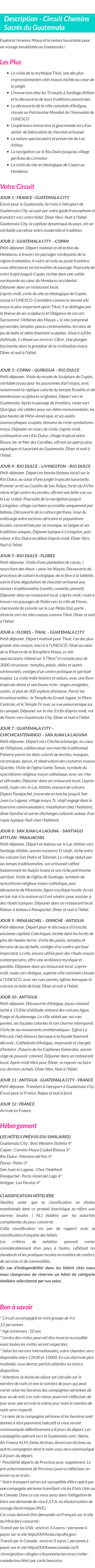 Détails du séjour