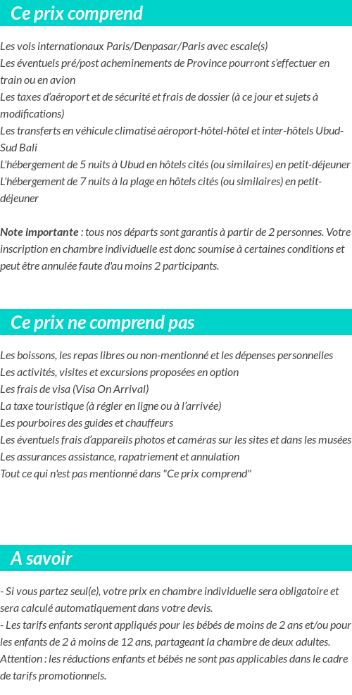 Conditions tarifaires