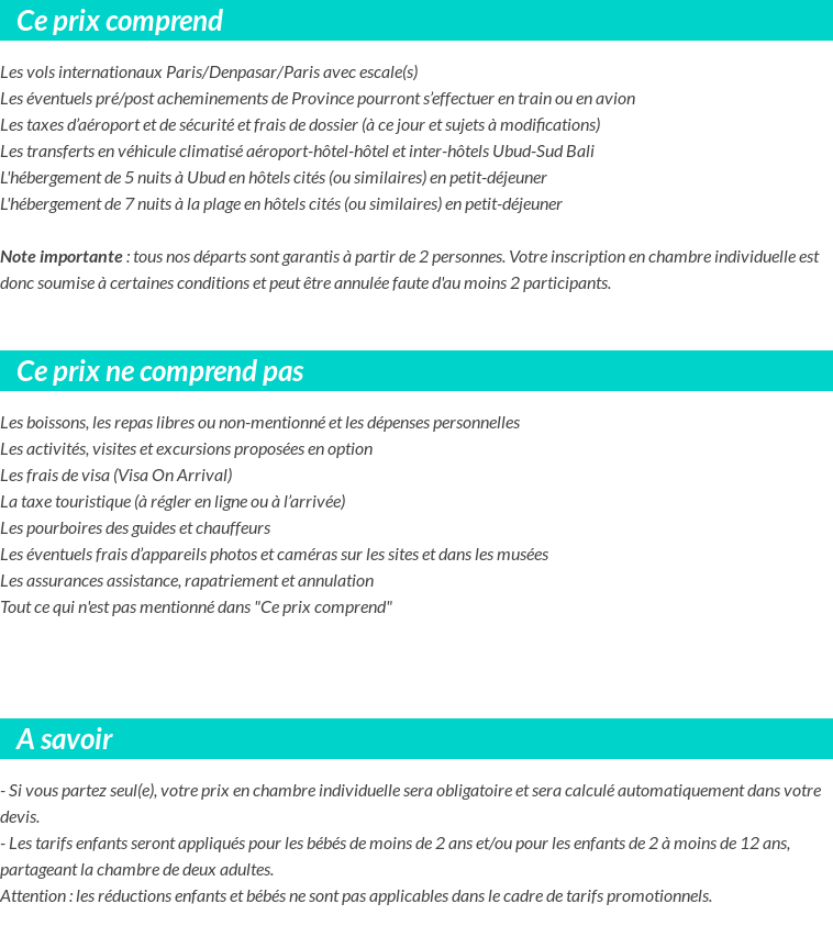 Conditions tarifaires