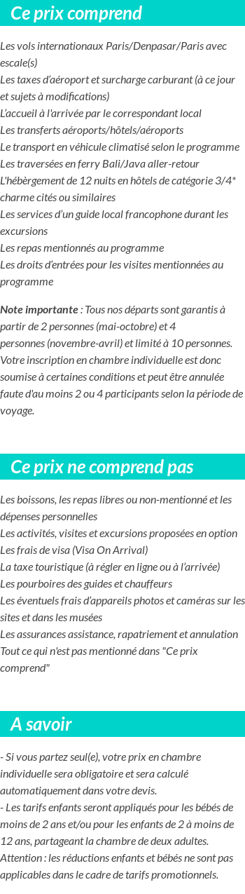 Conditions tarifaires