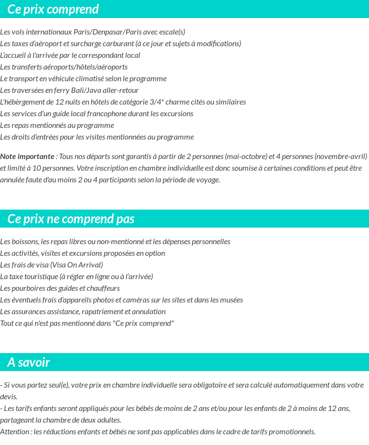 Conditions tarifaires