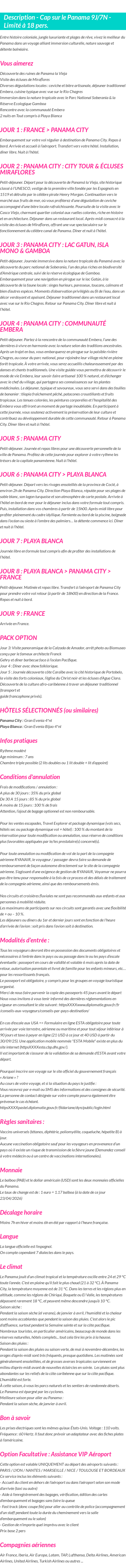 Détails du séjour