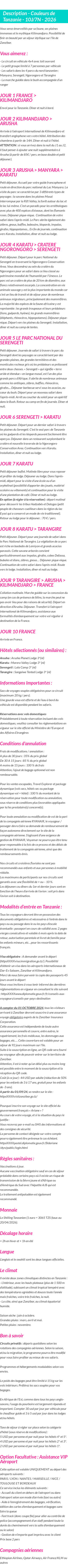 Détails du séjour