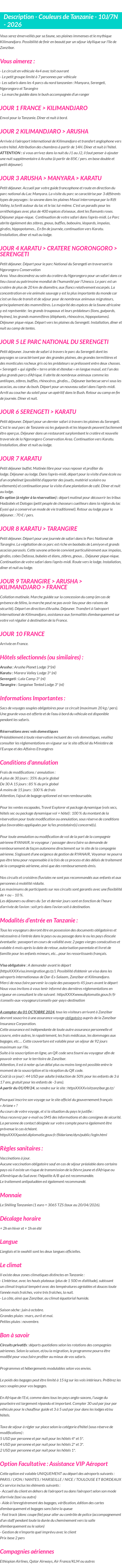 Détails du séjour
