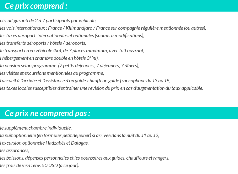 Conditions tarifaires