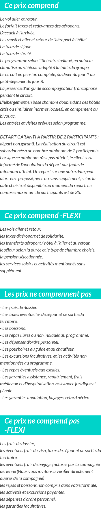 Conditions tarifaires