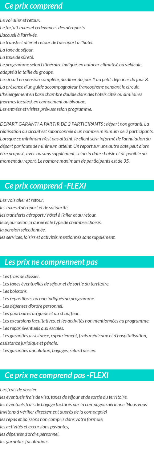 Conditions tarifaires