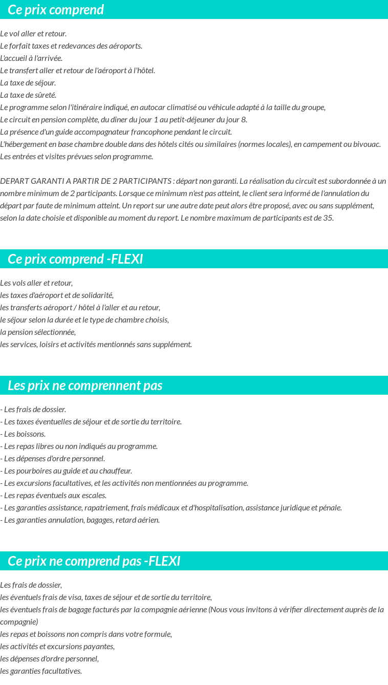 Conditions tarifaires