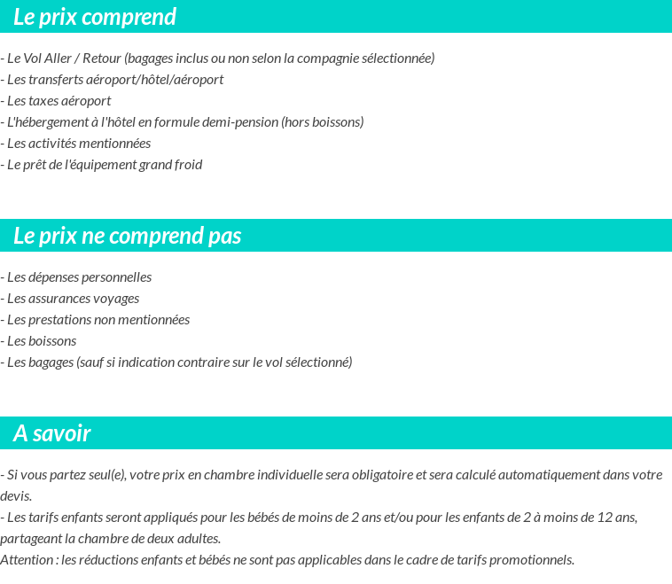 Conditions tarifaires